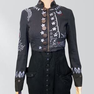 NWT Vintage AllSaints Extremely Rare Embroidered Symbols Angels Crop Jacket